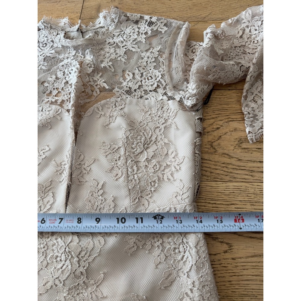 SAYLOR Leondra Nude Lace Mini Dress Long Sleeve Scalloped Hem Small NWT (513) - Picture 5 of 13
